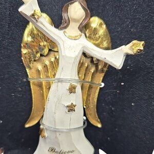 St Nicholas Square 5 Star Angel Christmas Tree Ornament Believe 5"
